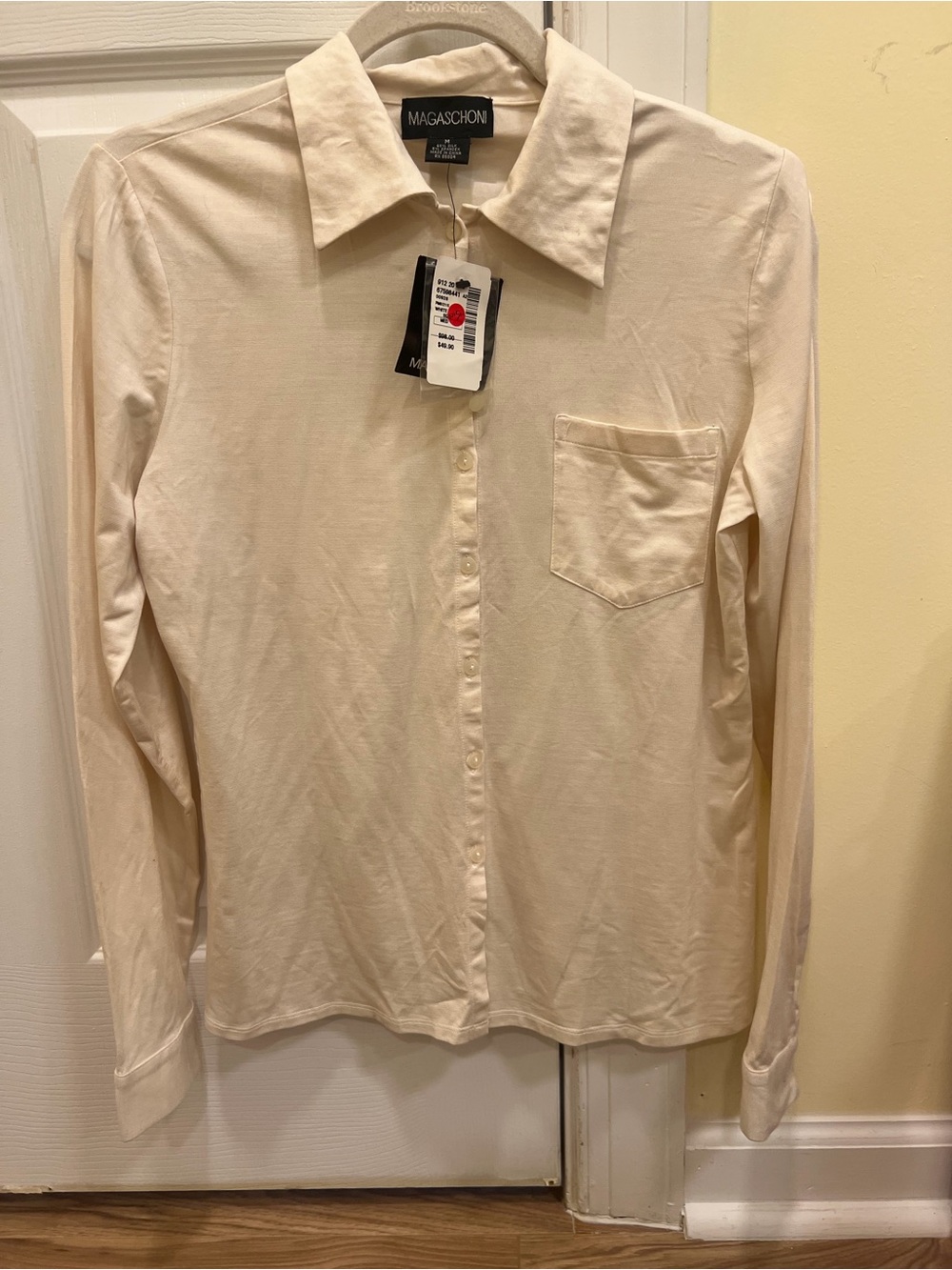 Magaschoni Women’s Cream Long-Sleeve Button-Down Shirt